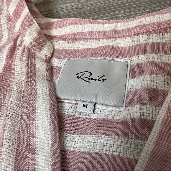 Rails Morgan Rose Stripe Linen shirt sz M - Picture 5 of 7